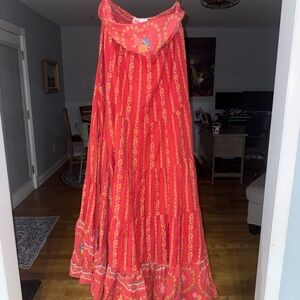 Free People Red Tiered Ruffled Maxi Dress